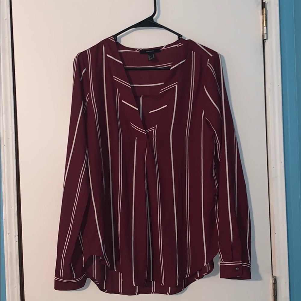 Long Sleeved Striped Forever 21 Dress Shirt